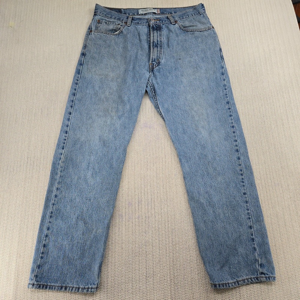 Levi's 505 Jeans Mens 36x30 Blue Denim Straight Leg Regular Fit Vintage Batwing